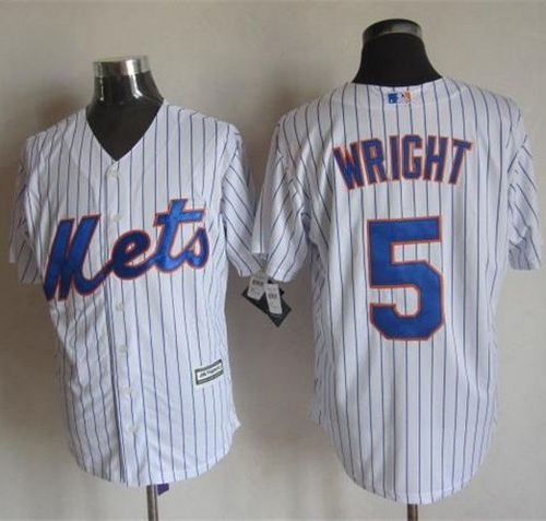Mets #5 David Wright White(Blue Strip) New Cool Base Stitched MLB Jersey